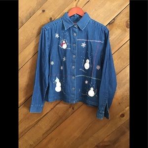NWT Company One denim  holiday jacket button down